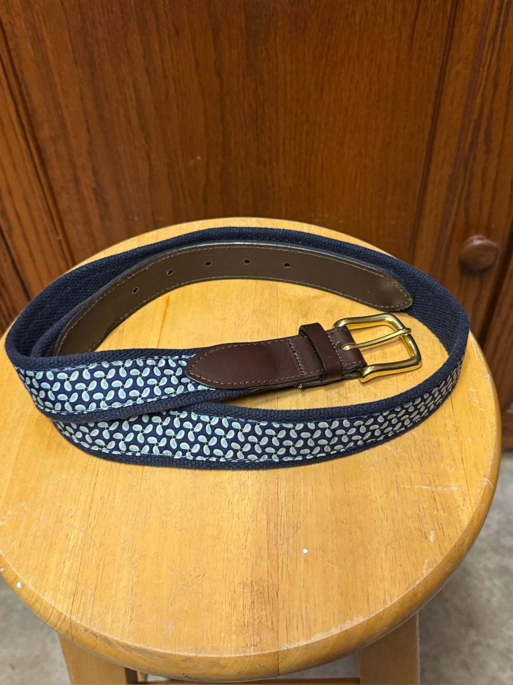 Vineyard Vines boat propelle men's canvas belt w/ Leather & Brass Buckle size 38